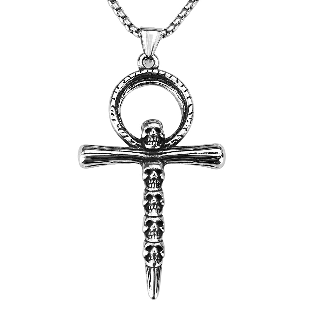 Vintage Skull Cross Stainless Steel Men's Pendant Necklace