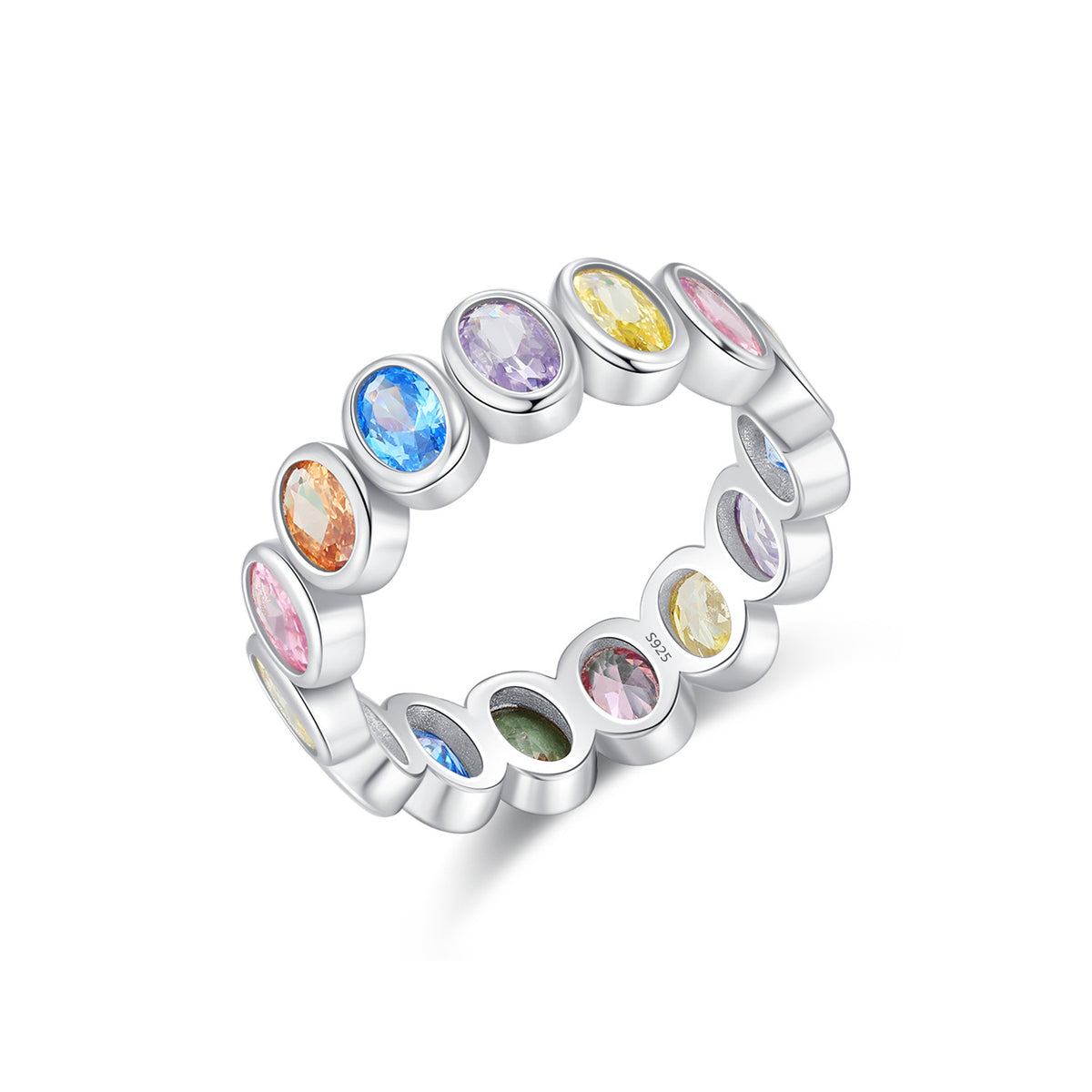 925 Sterling Silver Rainbow Zircon Ring