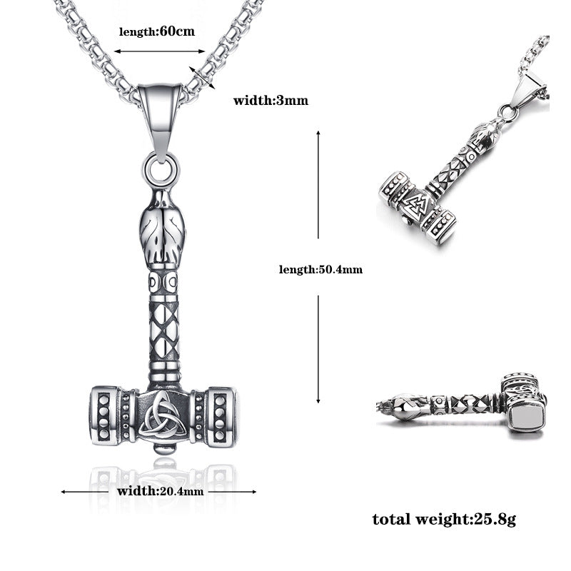 Titanium Steel Necklace – Vintage Men's Thor Hammer Pendant