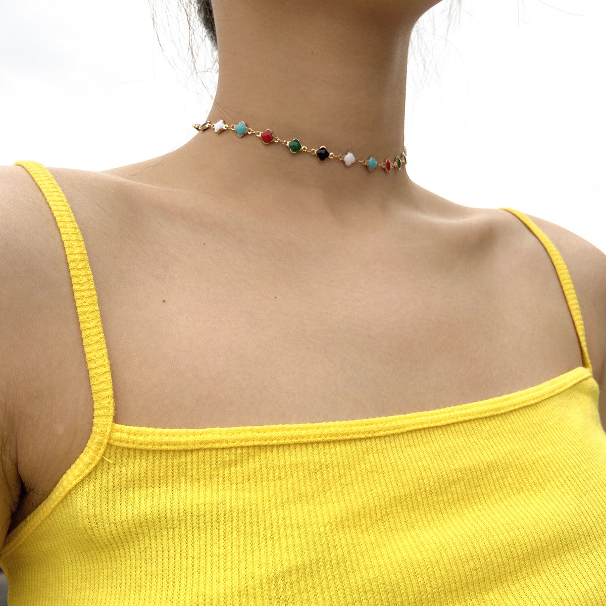 Statement Necklace With Small Flower Detail For Women By Planderful Vienna Verve Handmade Retro Color