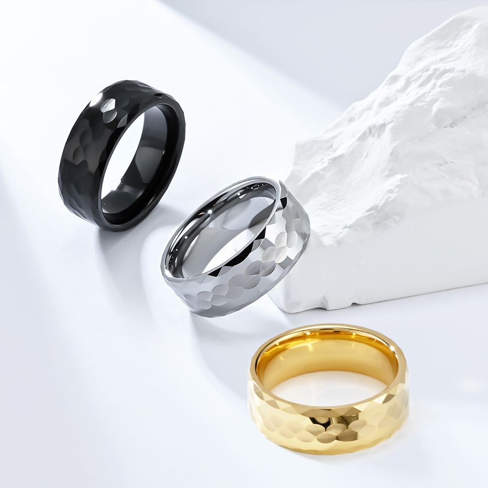 Simple Design Wind Men's Tungsten Steel Gold Ring Jewelry