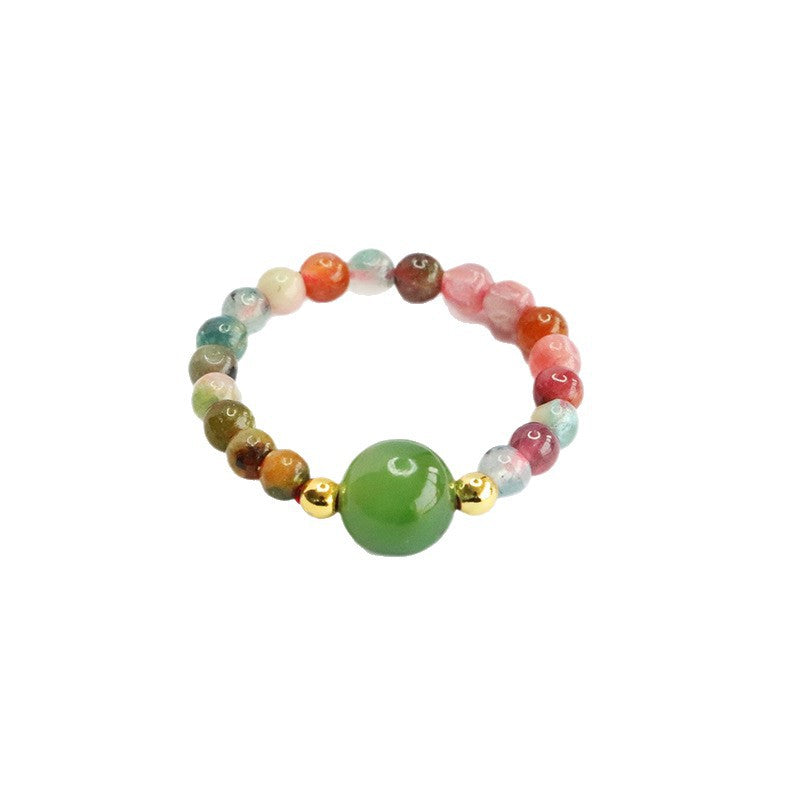 Hetian Jasper & Tourmaline Woven Ring