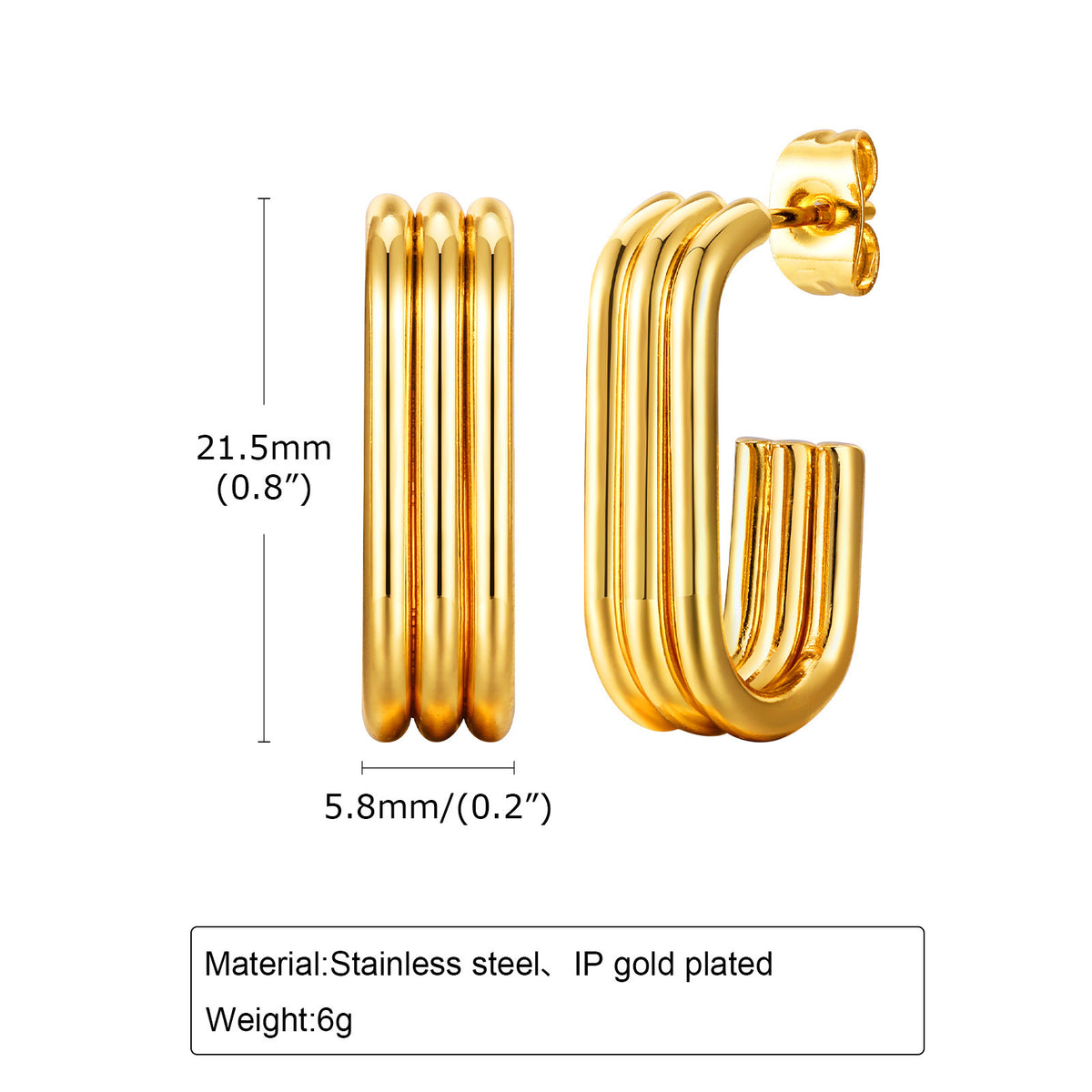 Modern Gold-Tone Stainless Steel Earrings