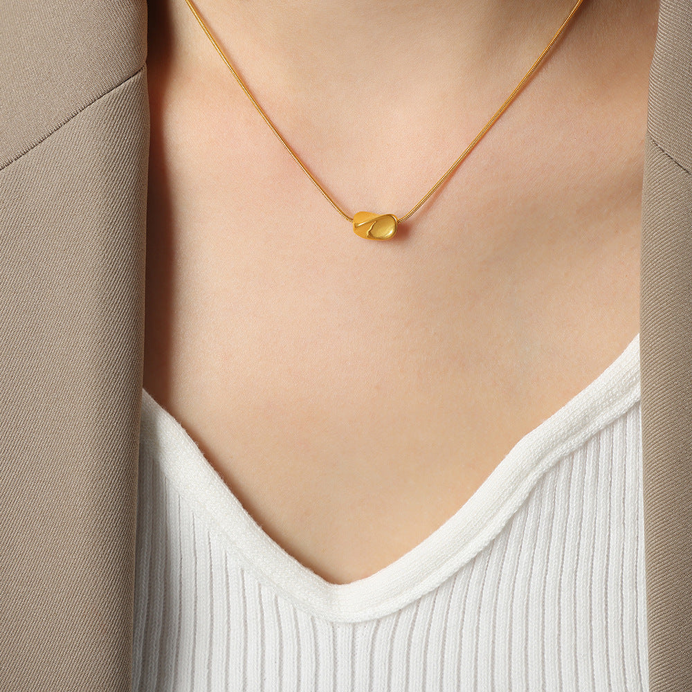 Mini Spiral Pendant Necklace with Feminine Niche Design, 18k Gold Plated Titanium Steel Chain