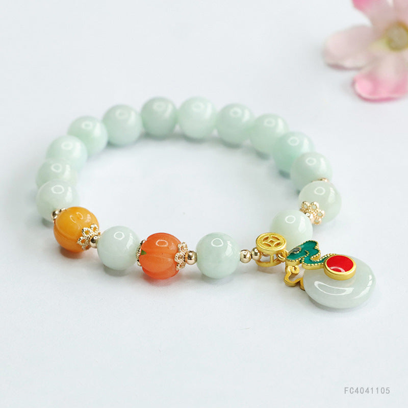 Jadeite Peace Buckle Beaded Bracelet