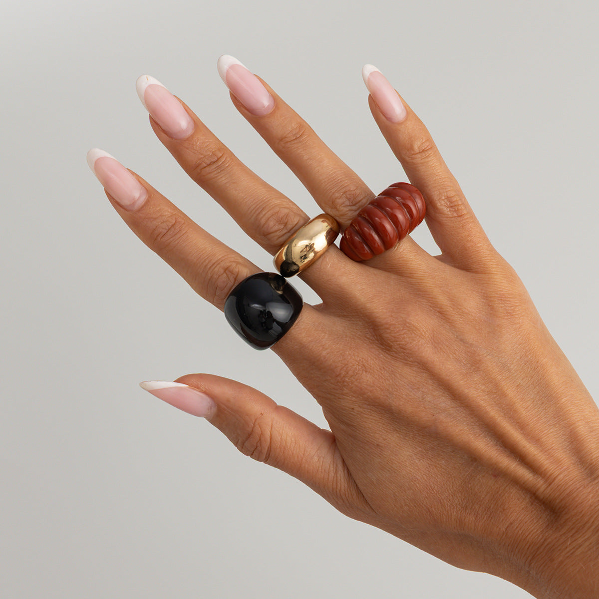 Planderful Vienna Verve Resin Ring For Women Open Threaded Red Glossy Statement Jewelry