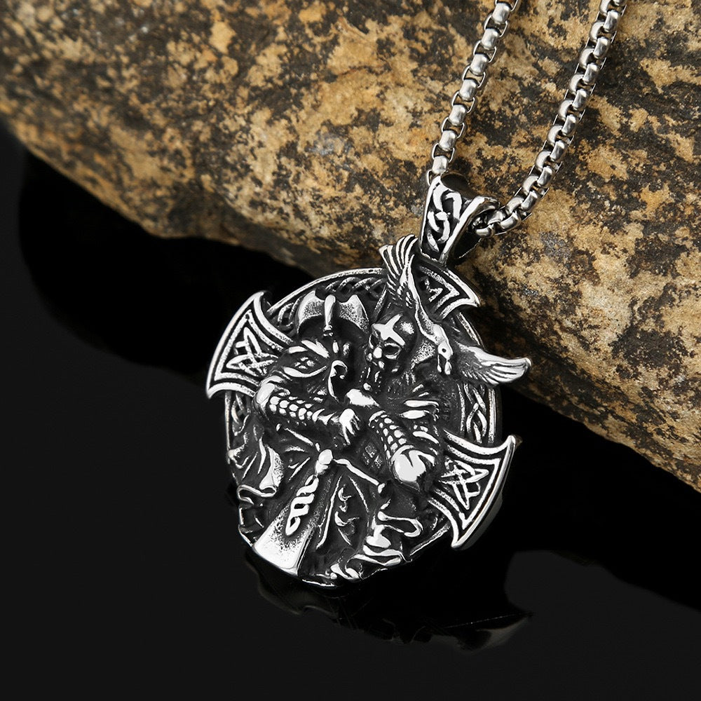 1. Planderful Odin Crow Pendant Necklace For Men Stainless Steel Viking Inspired Jewelry Gift