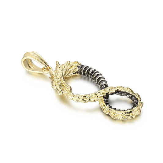 Titanium Steel Viking Dragon Pendant for Men - Retro and Bold Design