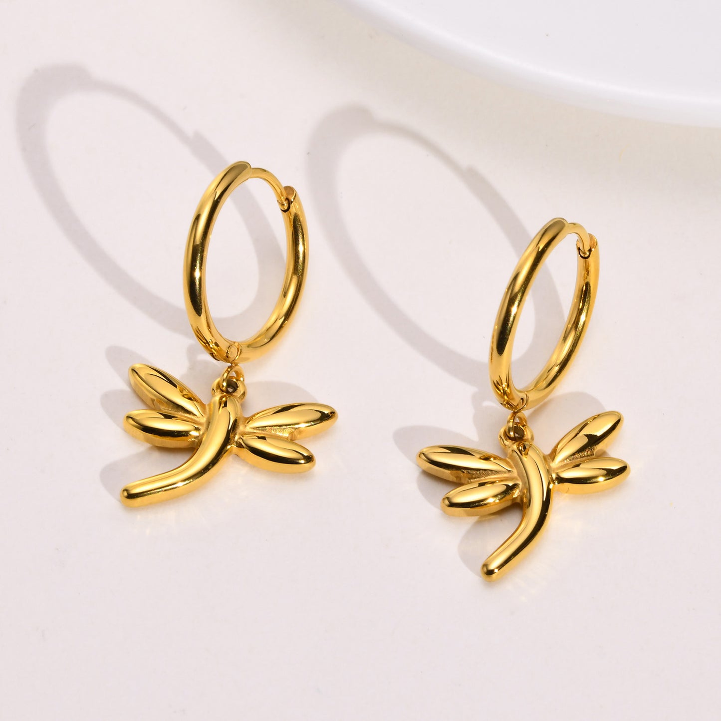 Women's Earrings Stainless Steel Dragonfly Gold Jewelry