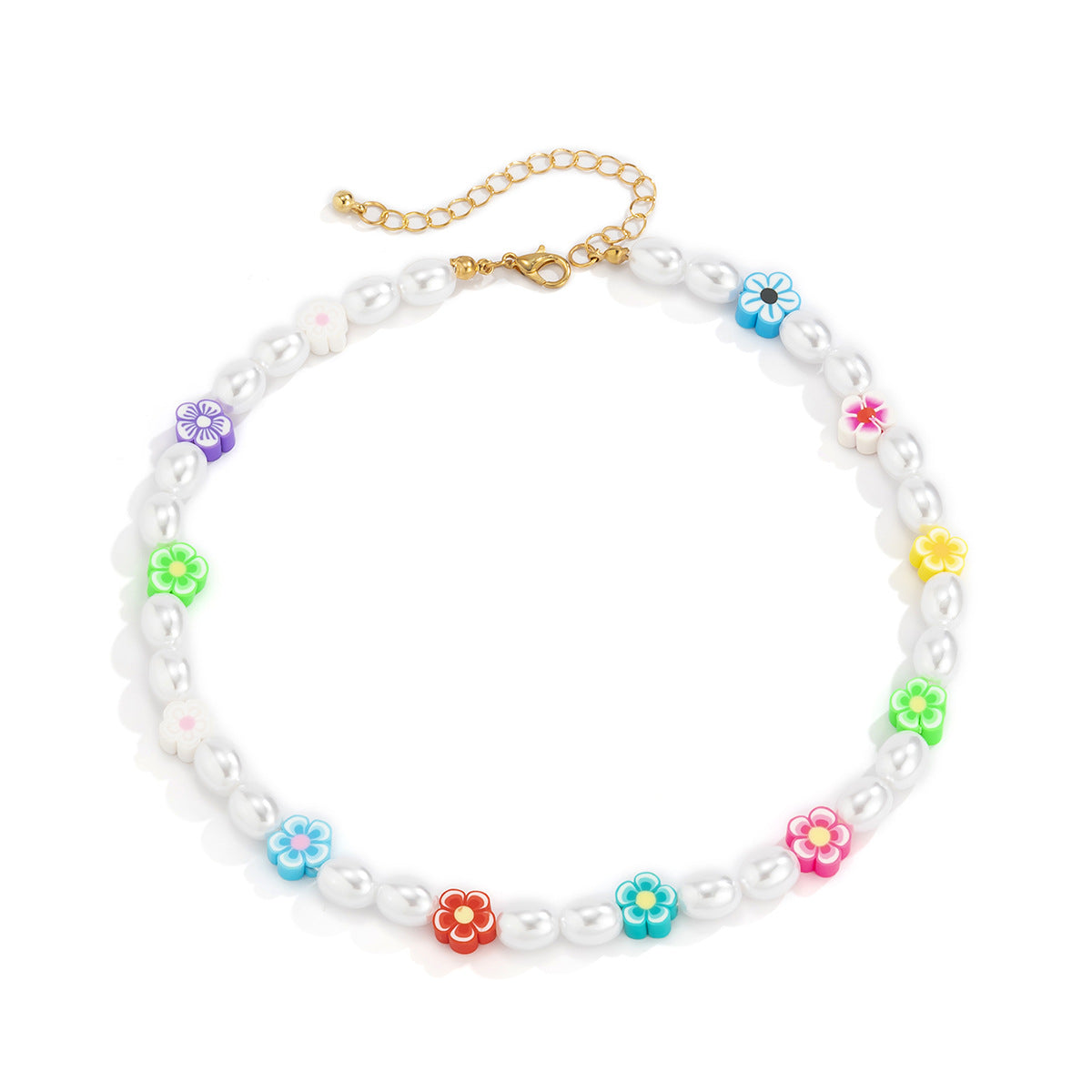 Planderful Vienna Verve Elegant Statement Necklace For Women Floral Imitation Pearl Ethnic Geometric Design