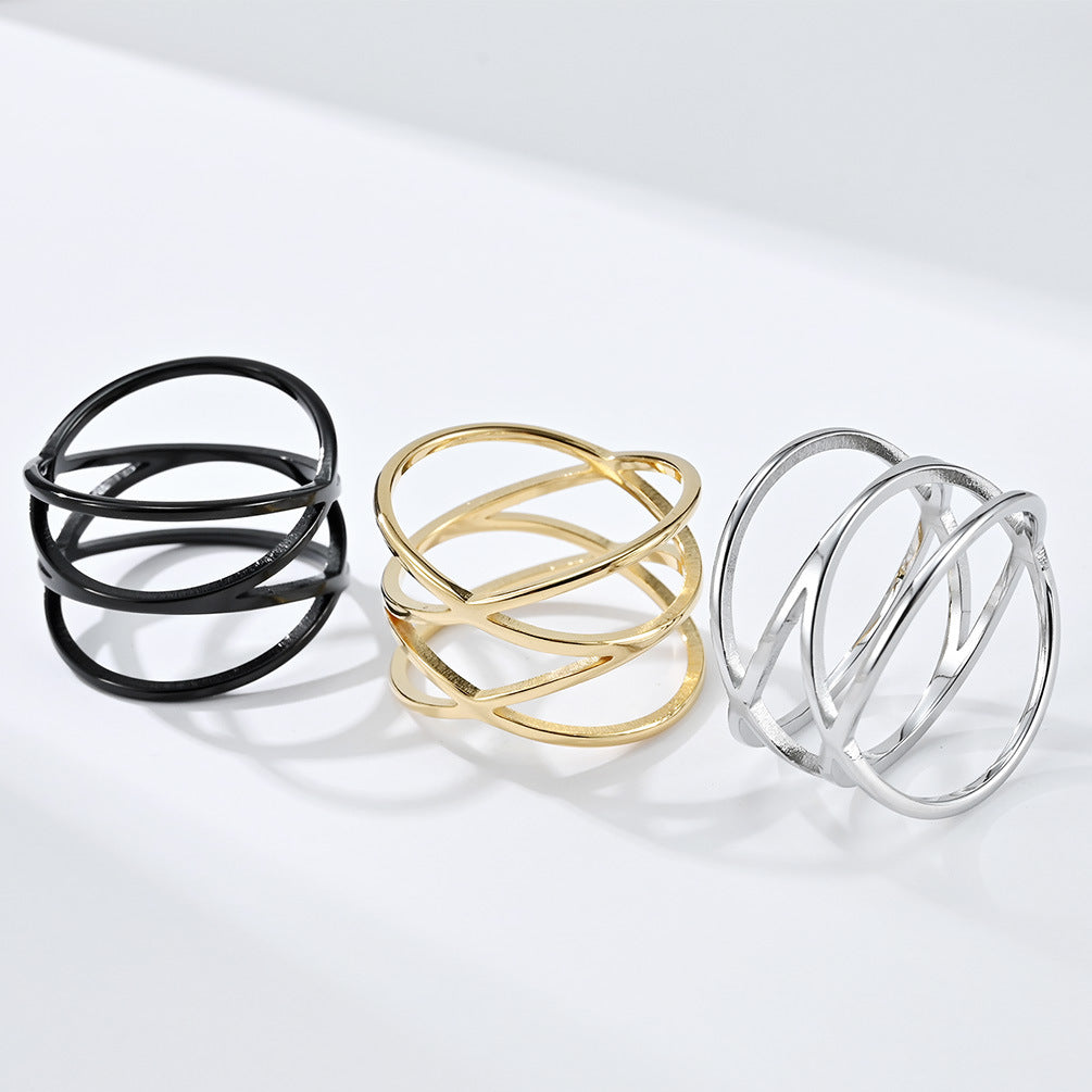 Planderful Everyday Genie Titanium Steel Hollow Ring For Women Bold Niche Fashion Index Finger Ring