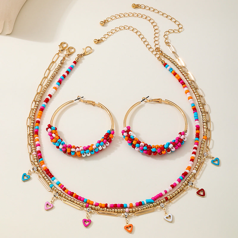 Multicolored Glass Bead Summer Jewelry Set by Planderful