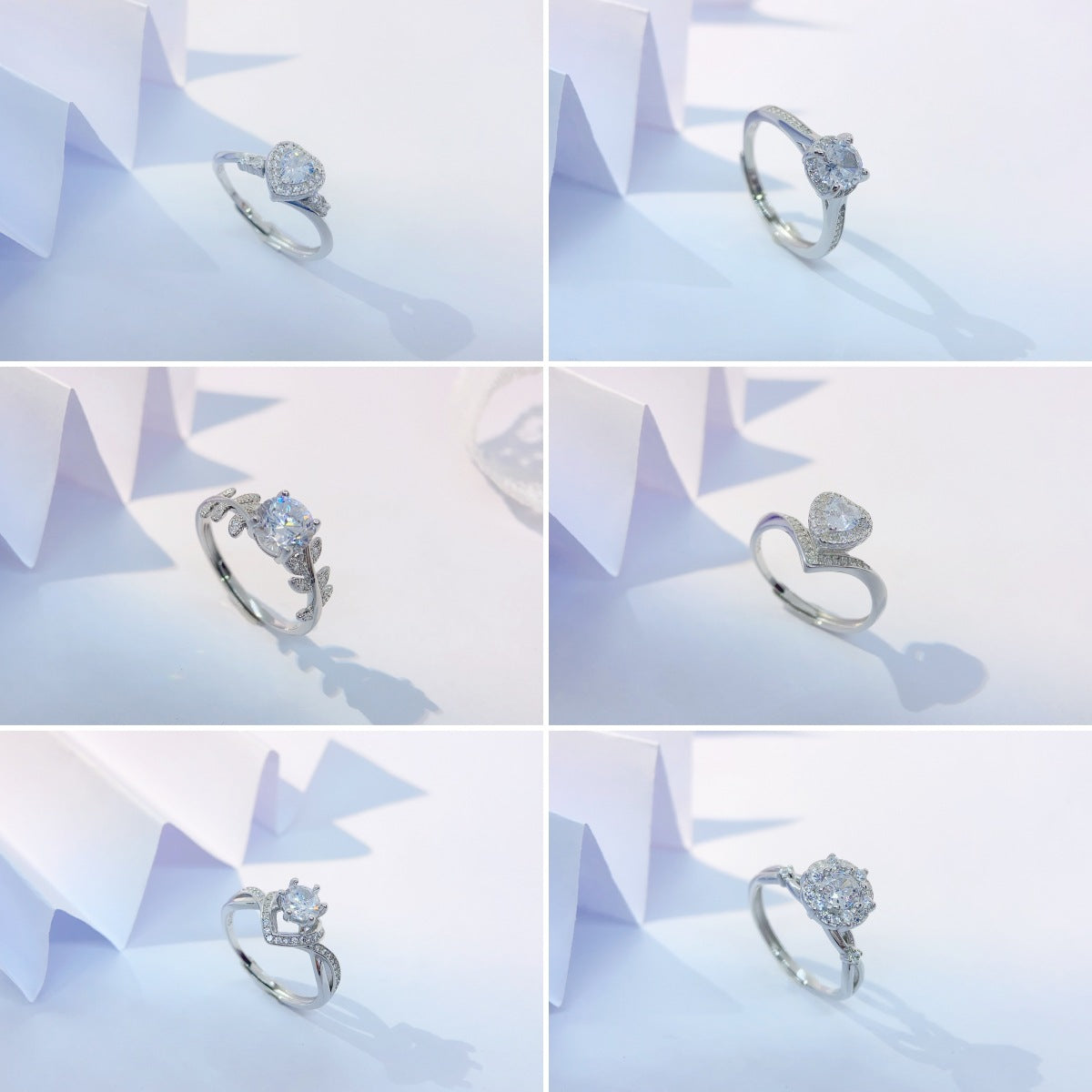 S925 Sterling Silver Zircon Halo Ring — Adjustable