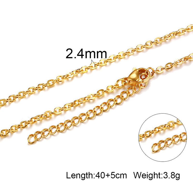 Fashion Chain Neck Chain Necklace Gold Steel O-Chain 2mm Jewelry