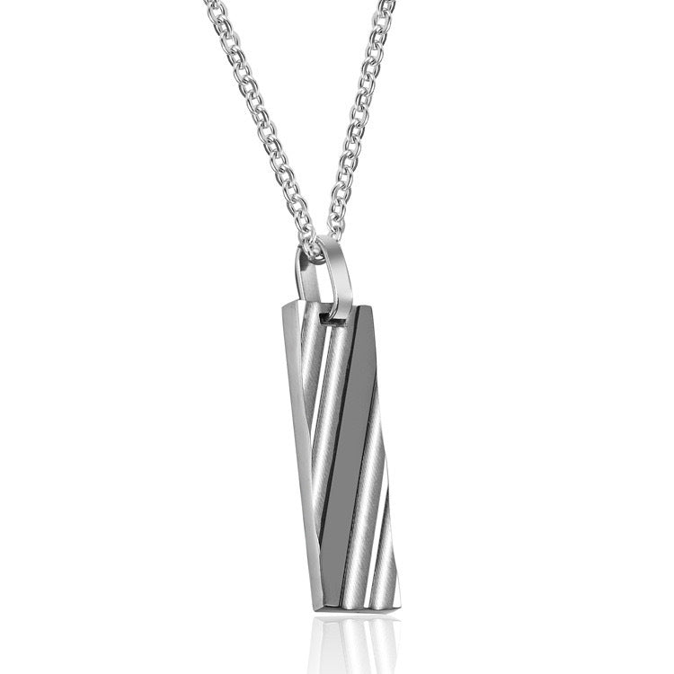 1. Planderful Korean Wavy Striped Couple Necklace In Titanium Steel For Men Gift Idea
