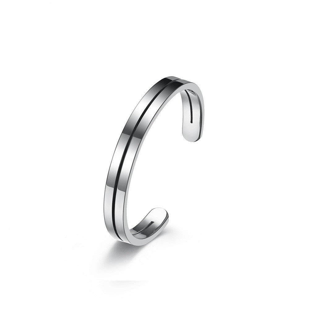 Simple Hollow Lines Titanium Steel Ring for Men and Women