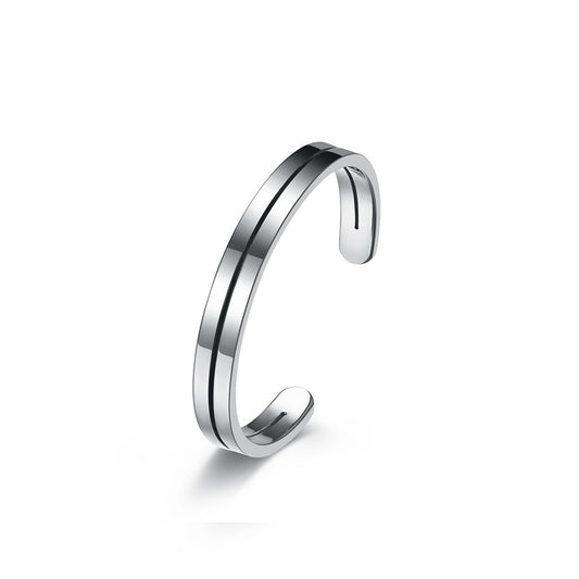 Simple Hollow Lines Titanium Steel Ring for Men and Women