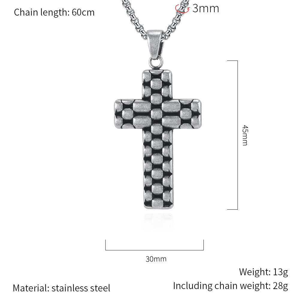 Cross Necklace for Men by Planderful Everyday Genie Steel Pendant Versatile Light Luxury Jewelry for Him
