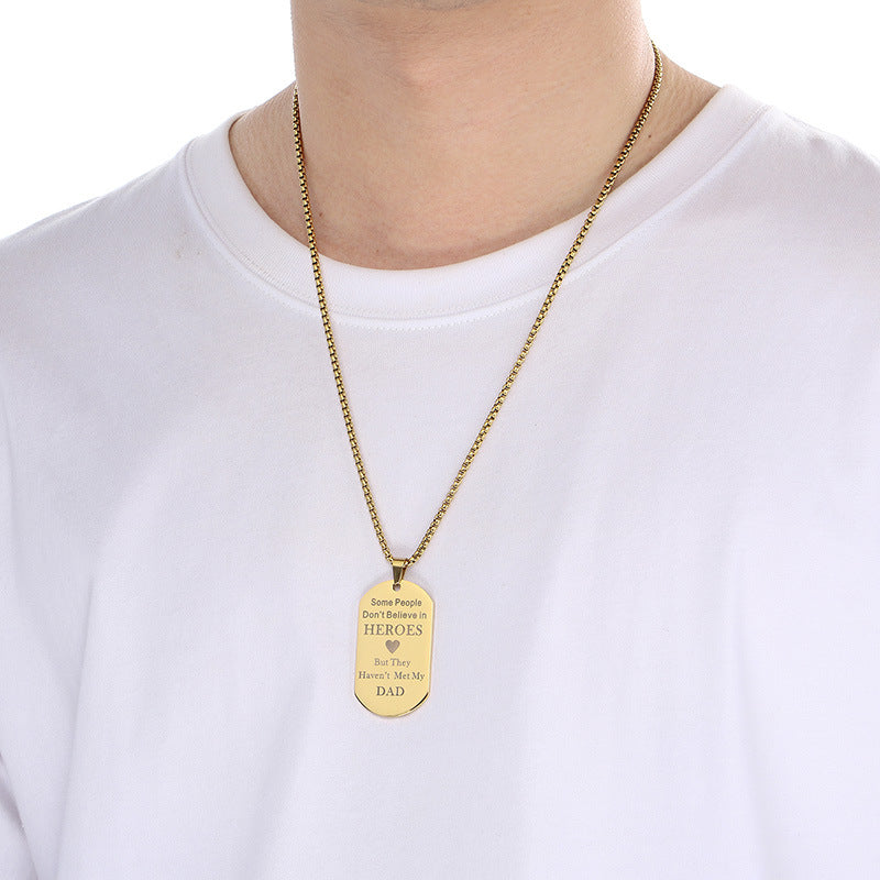 Planderful Personalized Dad Necklace Laser Engraved Gift Men
