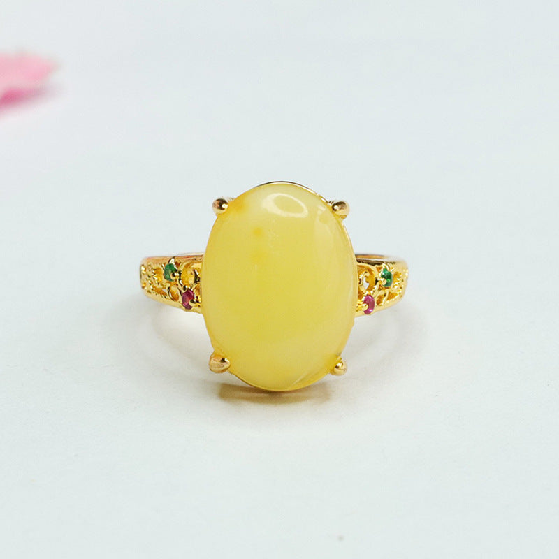Hollow Zircon Sterling Silver Bee Ring with Adjustable Diameter