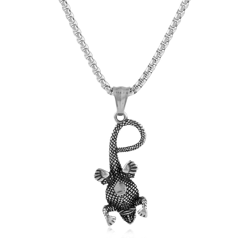 European And American Stainless Steel Lizard Pendant Necklace