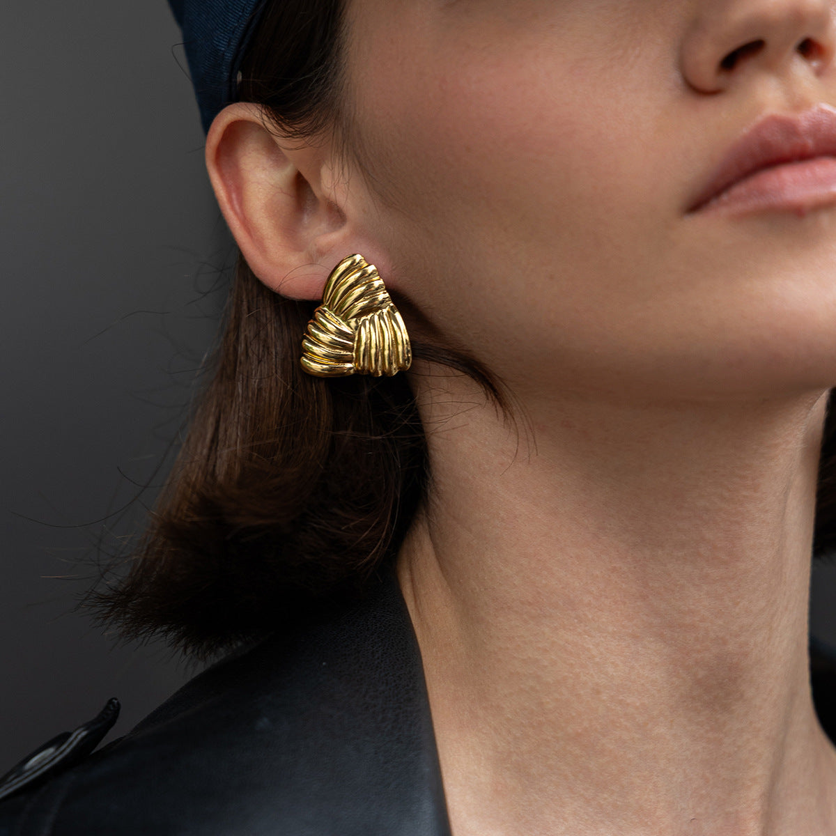Planderful Stainless Steel Knot Stud Earrings Geometric Texture For Women Statement Vienna Verve