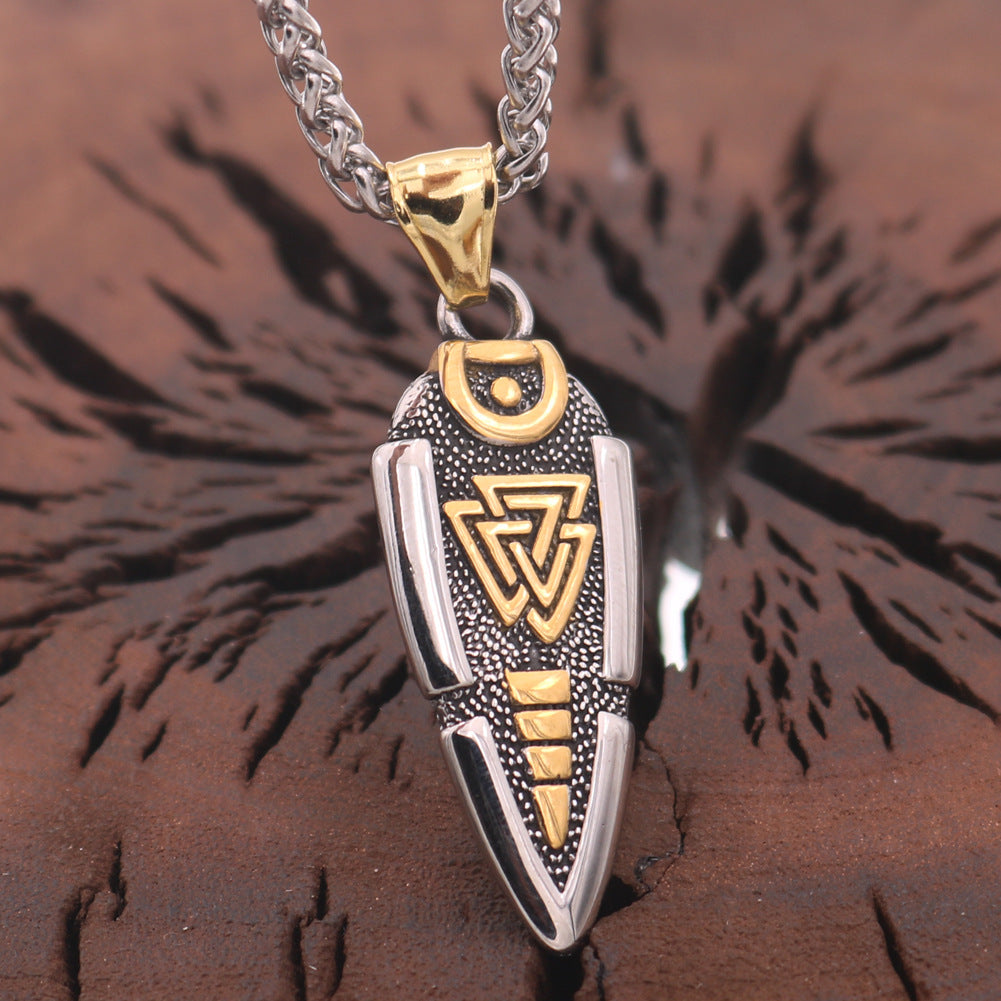 Warrior's Rune Protector Titanium Necklace for Men with Crow Pendant