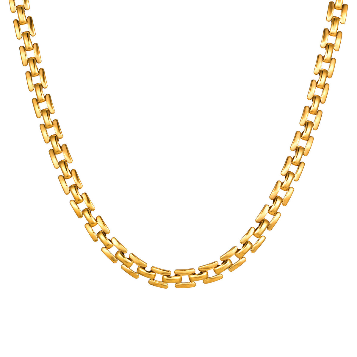Stainless Steel Strap Chain Gold Necklace Ladies
