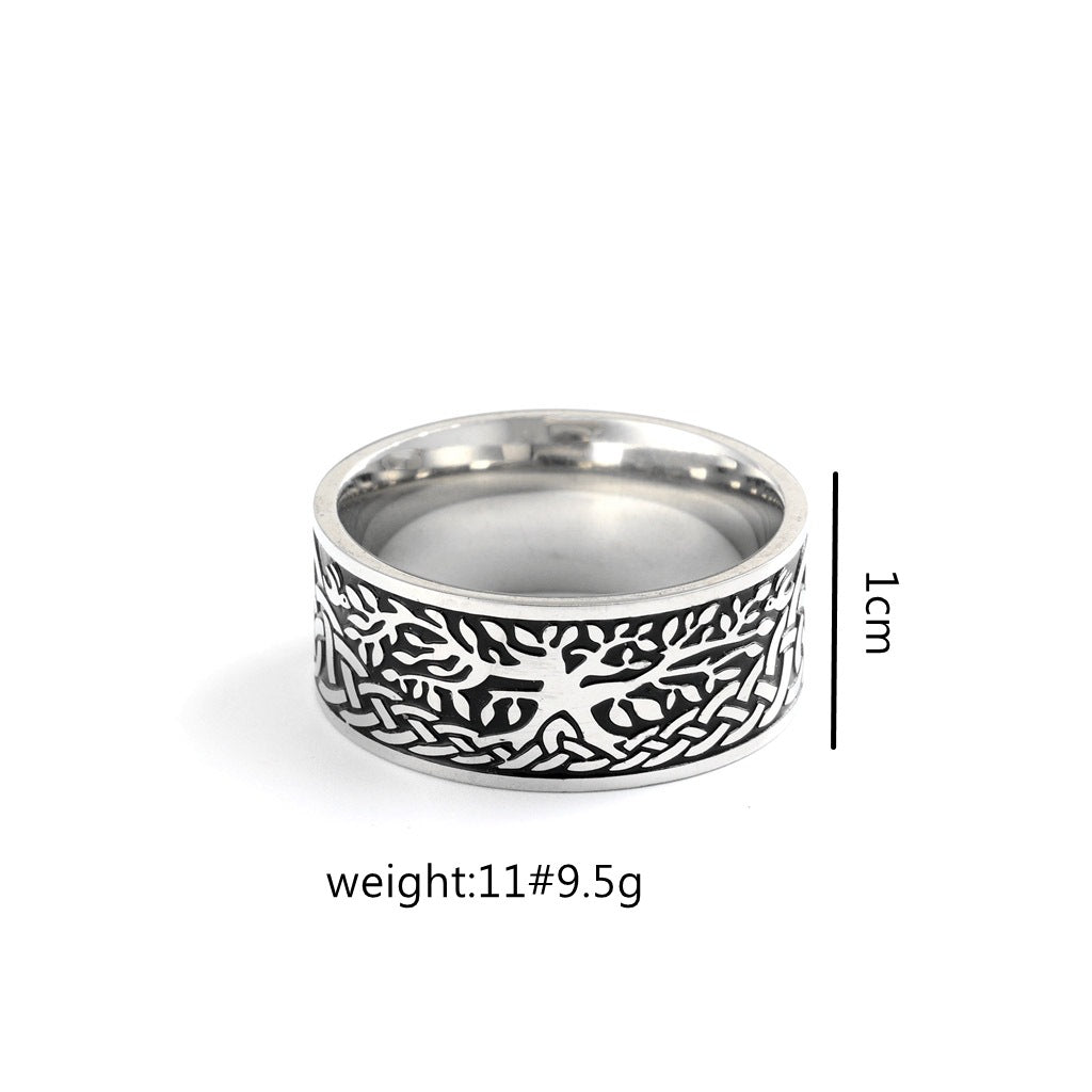 Vintage Tree of Life Stainless Steel Men's Ring