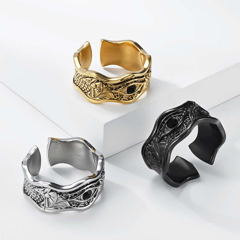 Eye of Horus Anubis Vintage Stainless Steel Ring