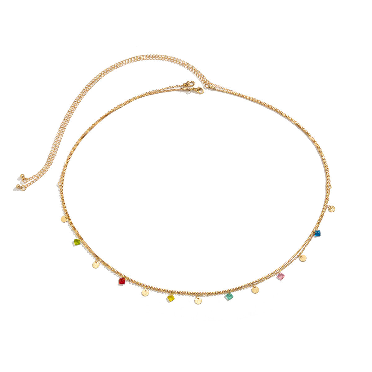 Elegant Sequin Box Chain Jewelry Set with Waist Chain