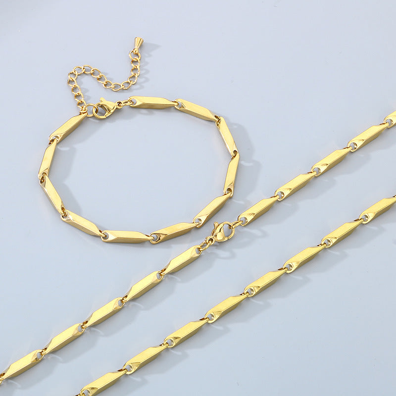 Hip Hop Personalized Rhombus Bamboo Chain Necklace for Men