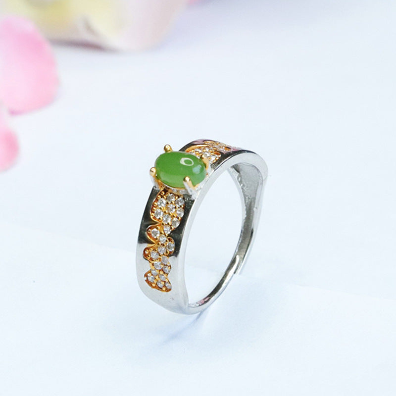 925 Sterling Silver Hetian Jasper Statement Ring