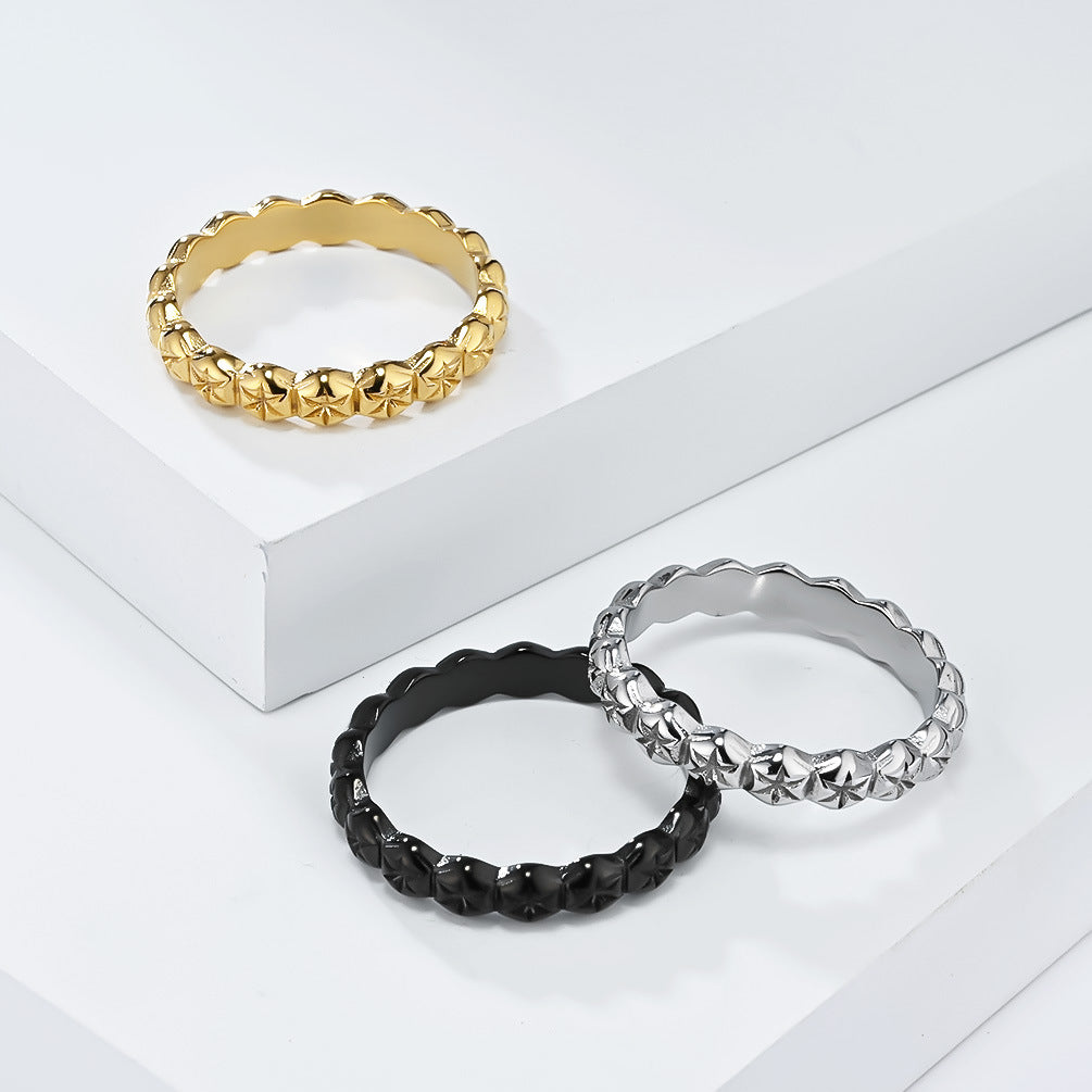 Planderful Gold Plated Titanium Steel Ring For Women Everyday Genie Elegant Daily Wear Jewelry