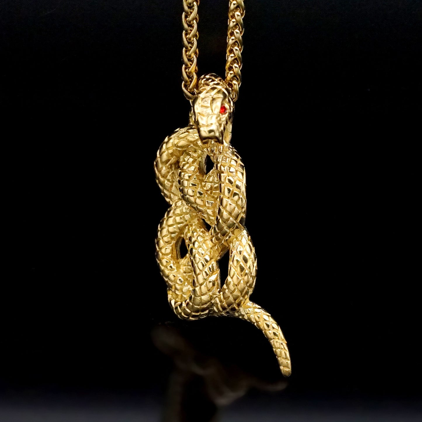 Planderful Snake Pendant Necklace Stainless Steel Gold Plated Year Of The Snake Unisex Personalized Jewelry Gift