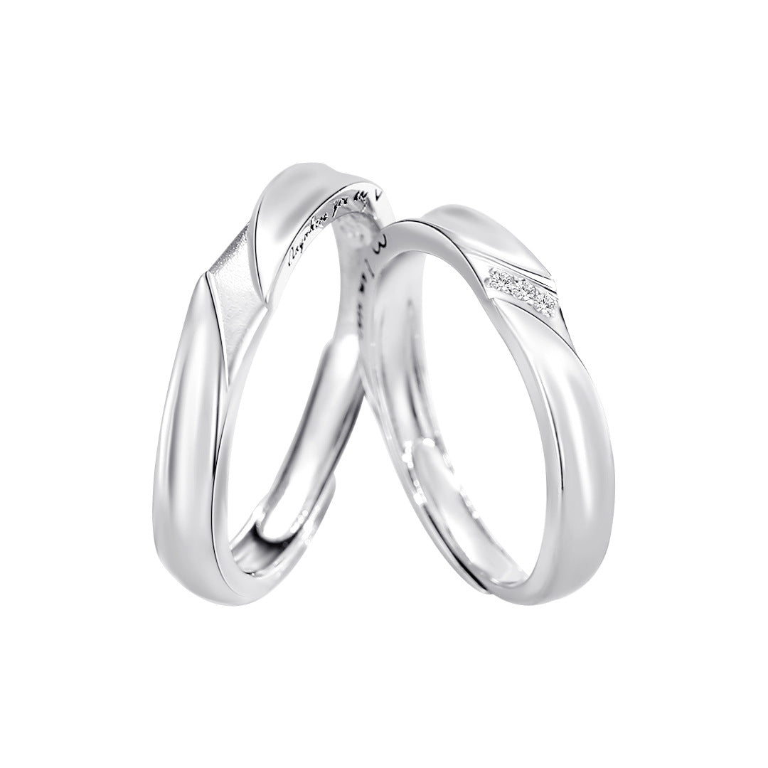Planderful Magnetic 925 Sterling Silver Couple Ring for Him and Her Adjustable Light Luxury