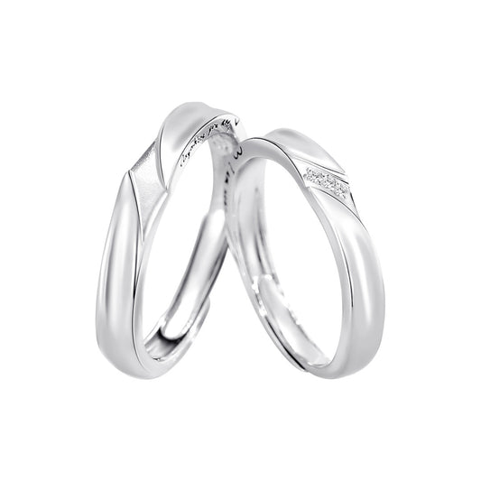 Planderful Magnetic 925 Sterling Silver Couple Ring for Him and Her Adjustable Light Luxury