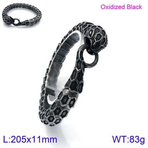 Planderful Zircon Encrusted Snake Bracelet For Men Titanium