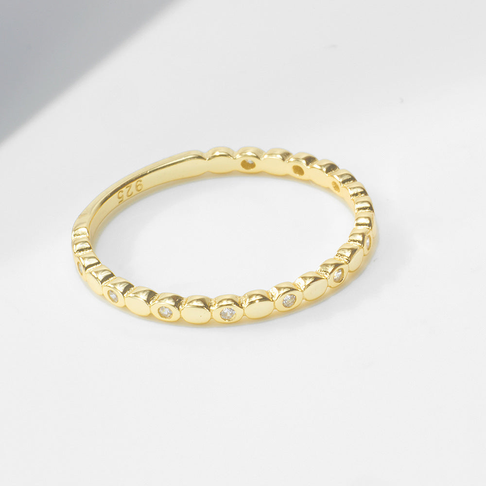 Circle Zircon Sterling Silver Ring Wind Ring