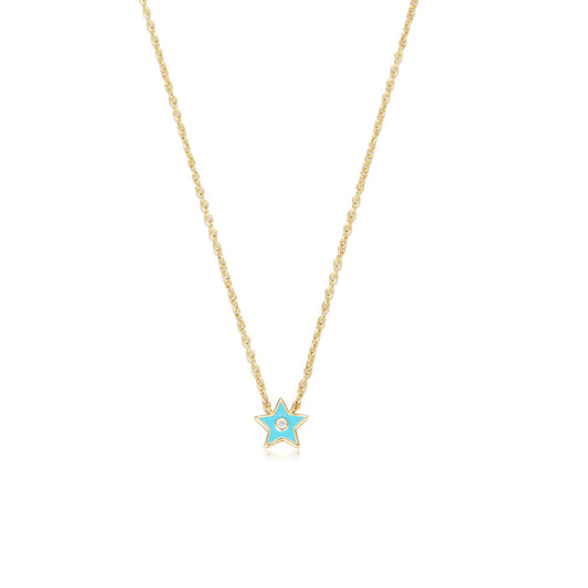 Retro Necklace, Small And Oil Drop S925 Silver Epoxy Pentagram