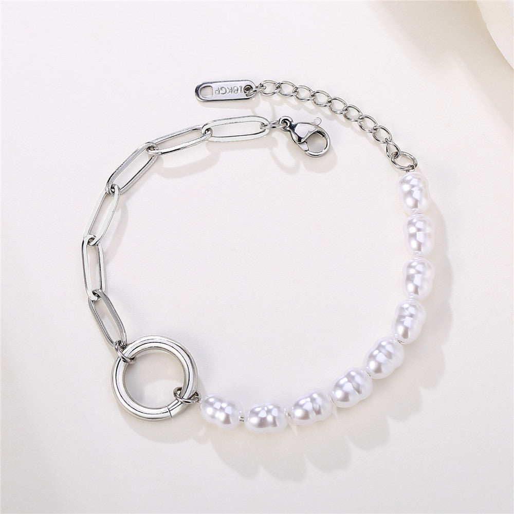 Planderful Pearl Bracelet For Women Steel Elegant Versatile Everyday Genie Jewelry
