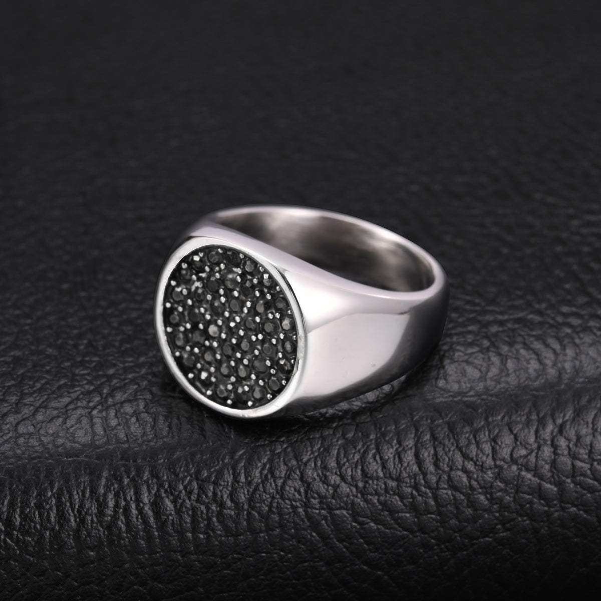 Stainless Steel Ring With Gray Zircon – Nightclub Hip Hop Hiphop