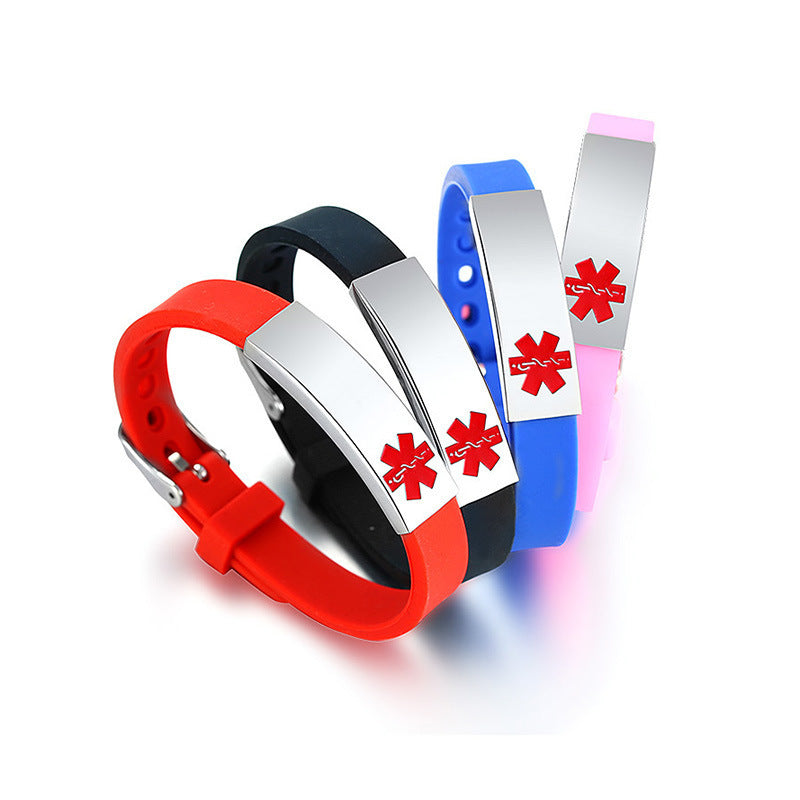 Jewelry Spot Wholesale Silicone Titanium Steel Medical Logo Bracelet for Men
