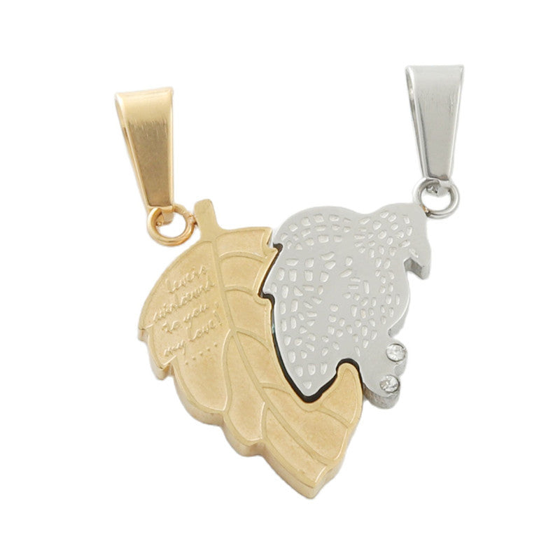 Stylish Titanium Steel Maple Leaf Pendant Necklace for Men - Retro Trendy Design