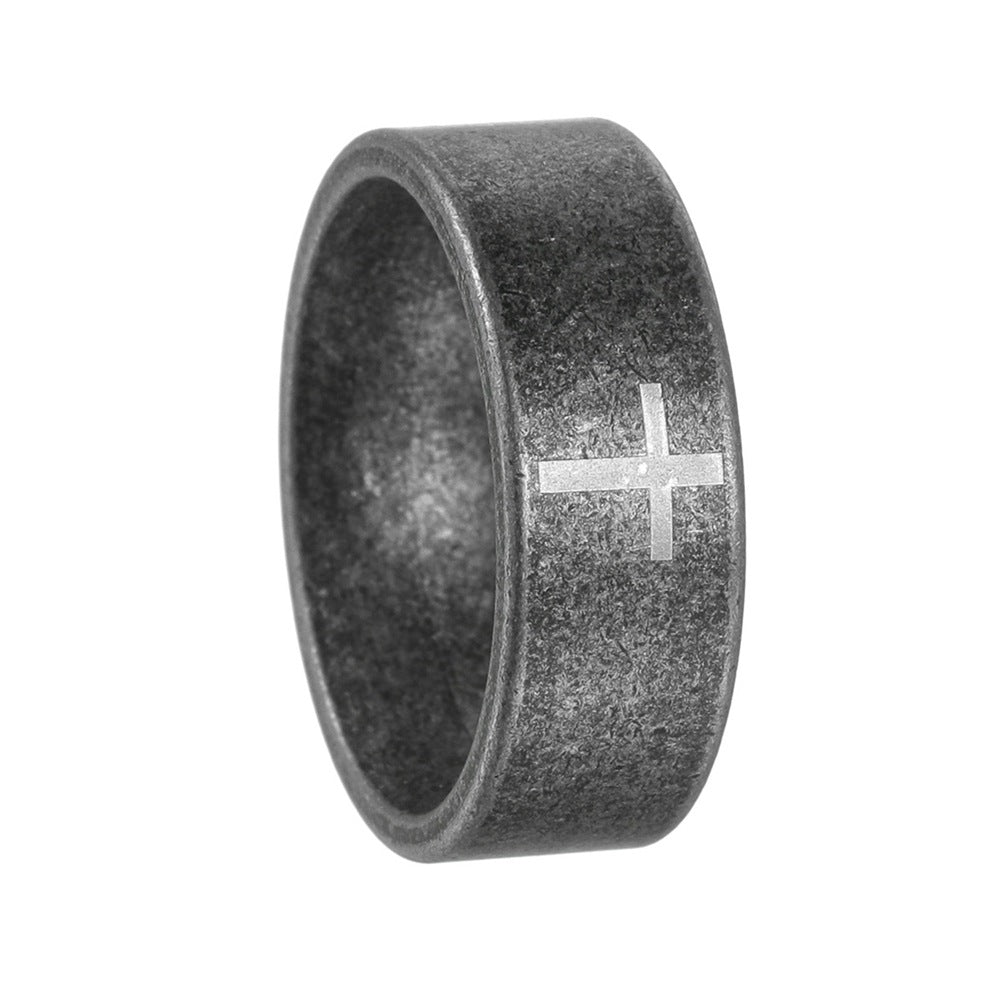 Planderful Everyday Genie Cross Pattern Stainless Steel Ring For Unisex Protection Statement Jewelry