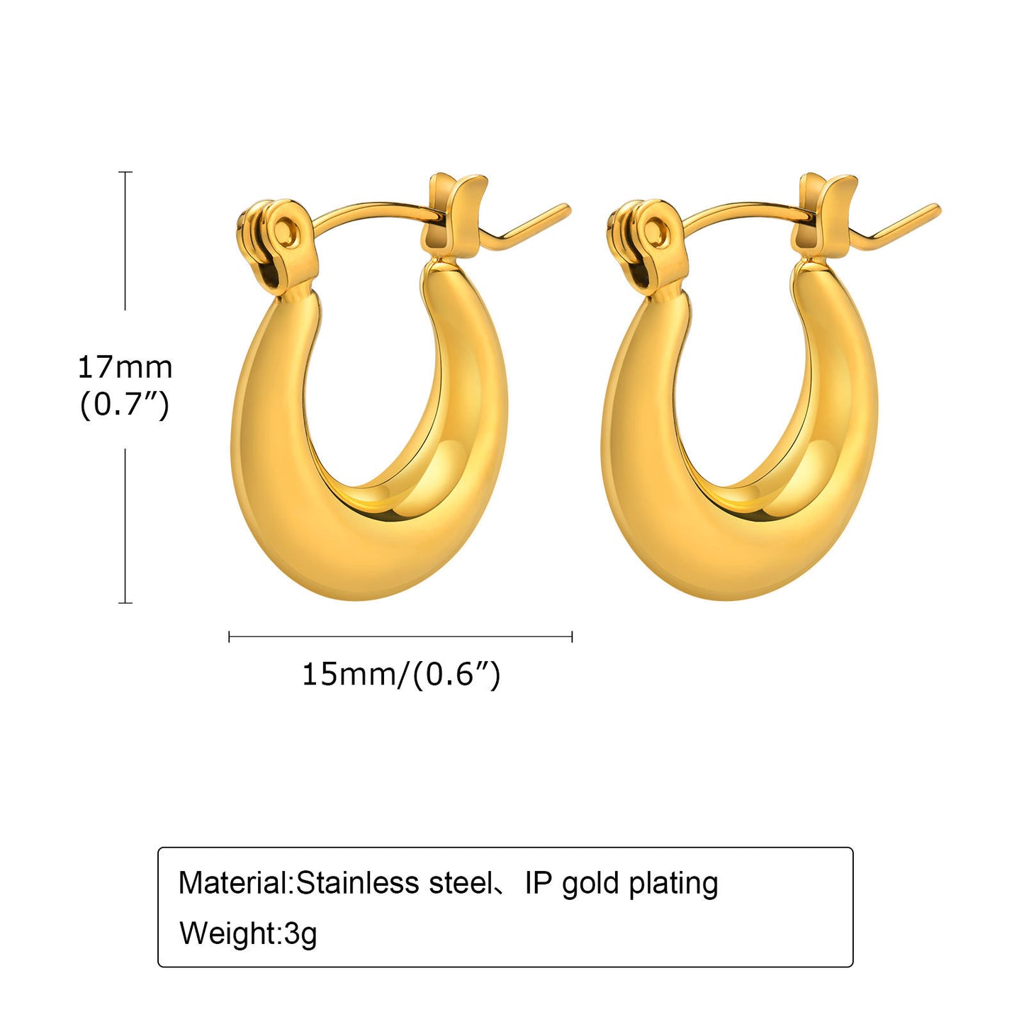 Fashion Trend Jewelry Hollow Earrings Titanium Steel 18K Gold