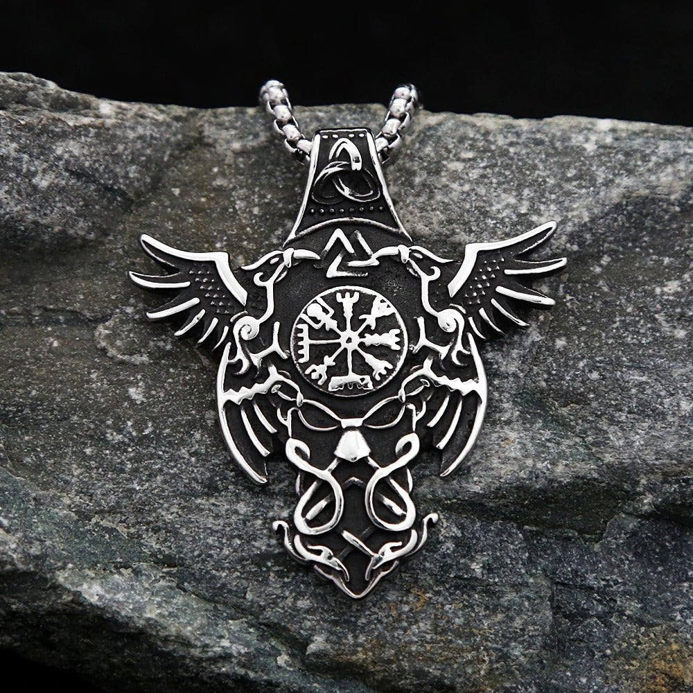 Vintage Viking Compass Stainless Steel Men's Pendant Necklace
