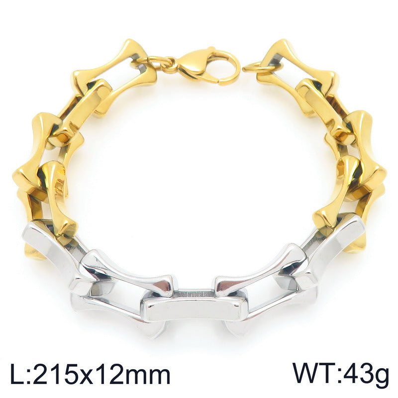 Diy – Two-Color Layered Chain Bamboo Chain Titanium Steel Men's Bracelet