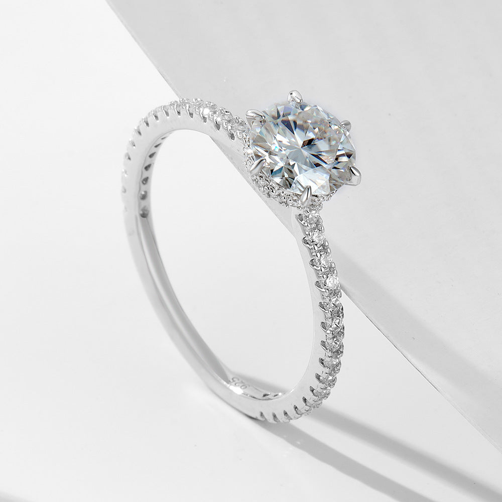 Manufacturer Wholesale S925 Sterling Silver Moissanite Women's Ring 1.2 Carat D Color Diamond Jewelry