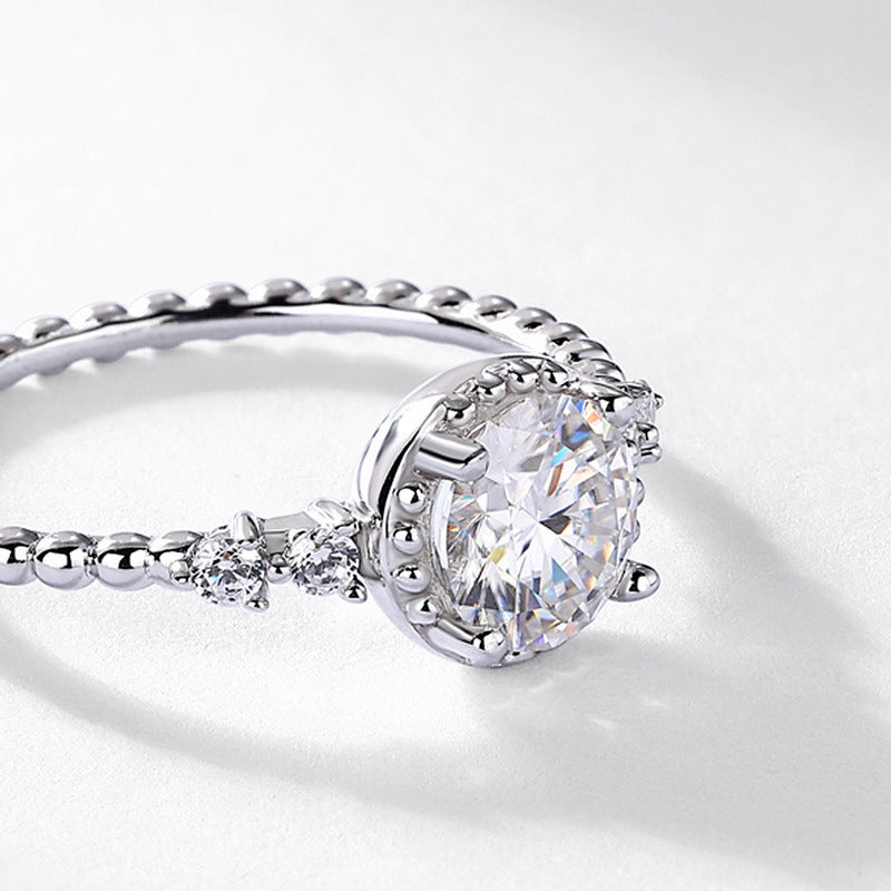 Planderful Geometric Moissanite Sterling Silver Ring – 6.5 × 6.5 mm, 1 ct – Style 2